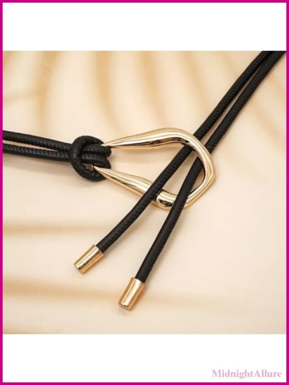 PU Leather Knotted Thin Belt with Gold Buckle for Dresses
